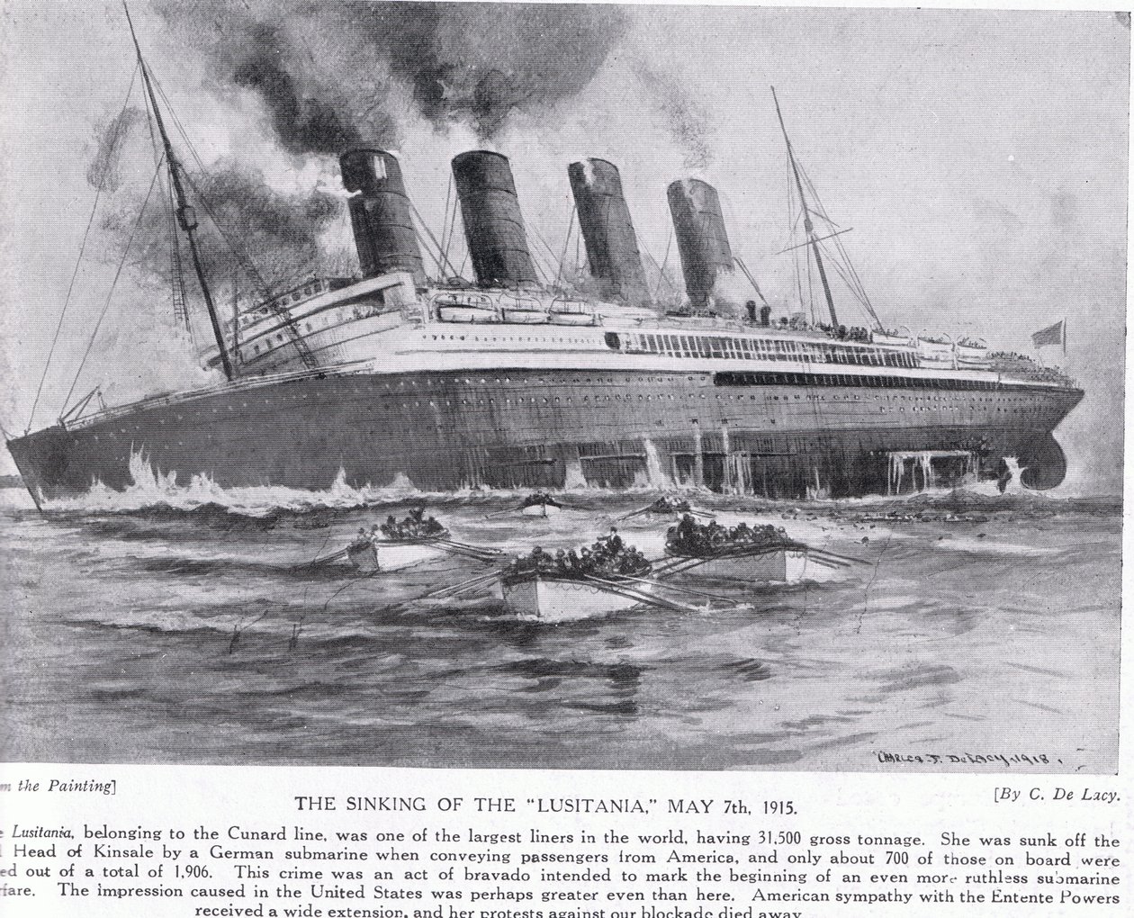 Forliset av Lusitania 7. mai 1915 av Charles John de Lacy
