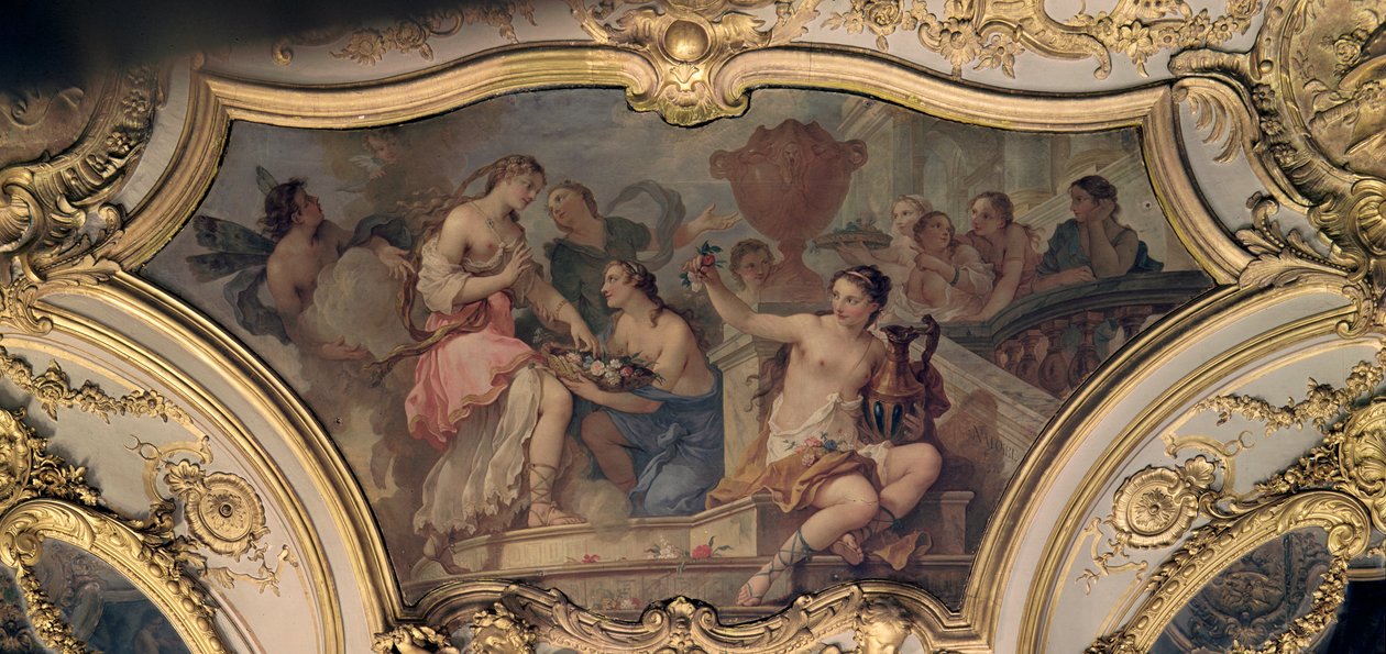 Dekorativt panel fra den ovale salongen som illustrerer historien om Psyche, 1732-39 av Charles Joseph Natoire