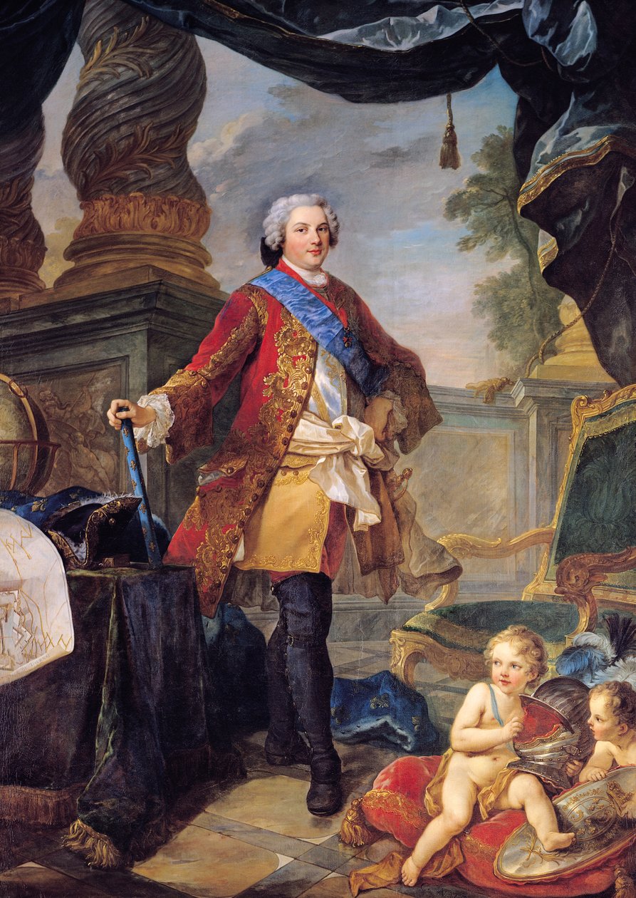 Louis (1729–65) Dauphin av Frankrike med en plan for beleiringen av Tournai, 1747 av Charles Joseph Natoire