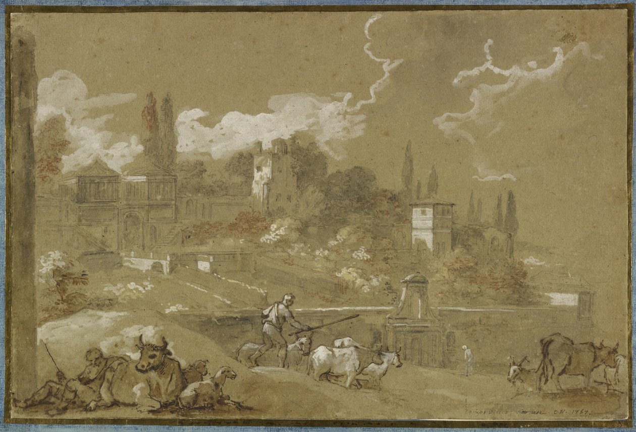 Utsikt over Campo Vacino, Roma, 1767 av Charles Joseph Natoire