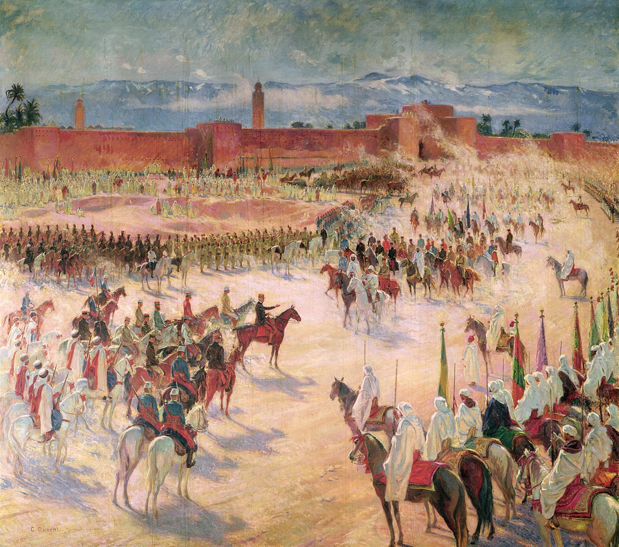 Inngangen til general Lyautey (1854-1934) og general Mangin (1862-1925) i Marrakesh i 1912, 1915 av Charles Jules Duvent