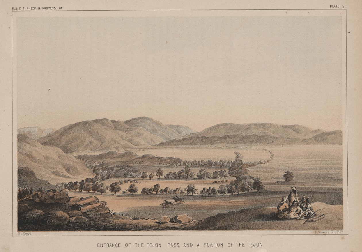 Inngang til Tejon-passet og en del av Tejon, 1856 av Charles Koppel