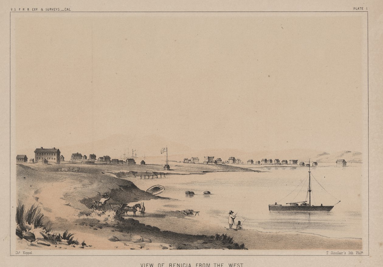 Utsikt over Benicia fra vest, 1856 av Charles Koppel