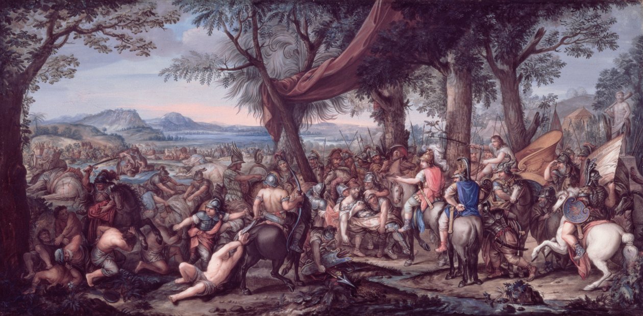 Alexander i slaget ved Arbela (tempera på vellum) av Charles Le Brun