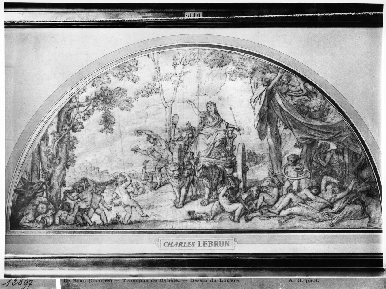 Cybele eller Reawakening of Earth, ca. 1663 (penn og brunt blekk og pierre noire på beige papir) av Charles Le Brun