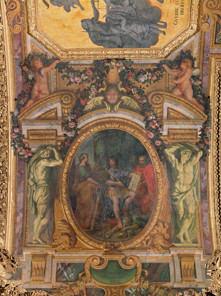 Rettsreformasjon i 1667, takmaleri fra Galerie des Glaces av Charles Le Brun