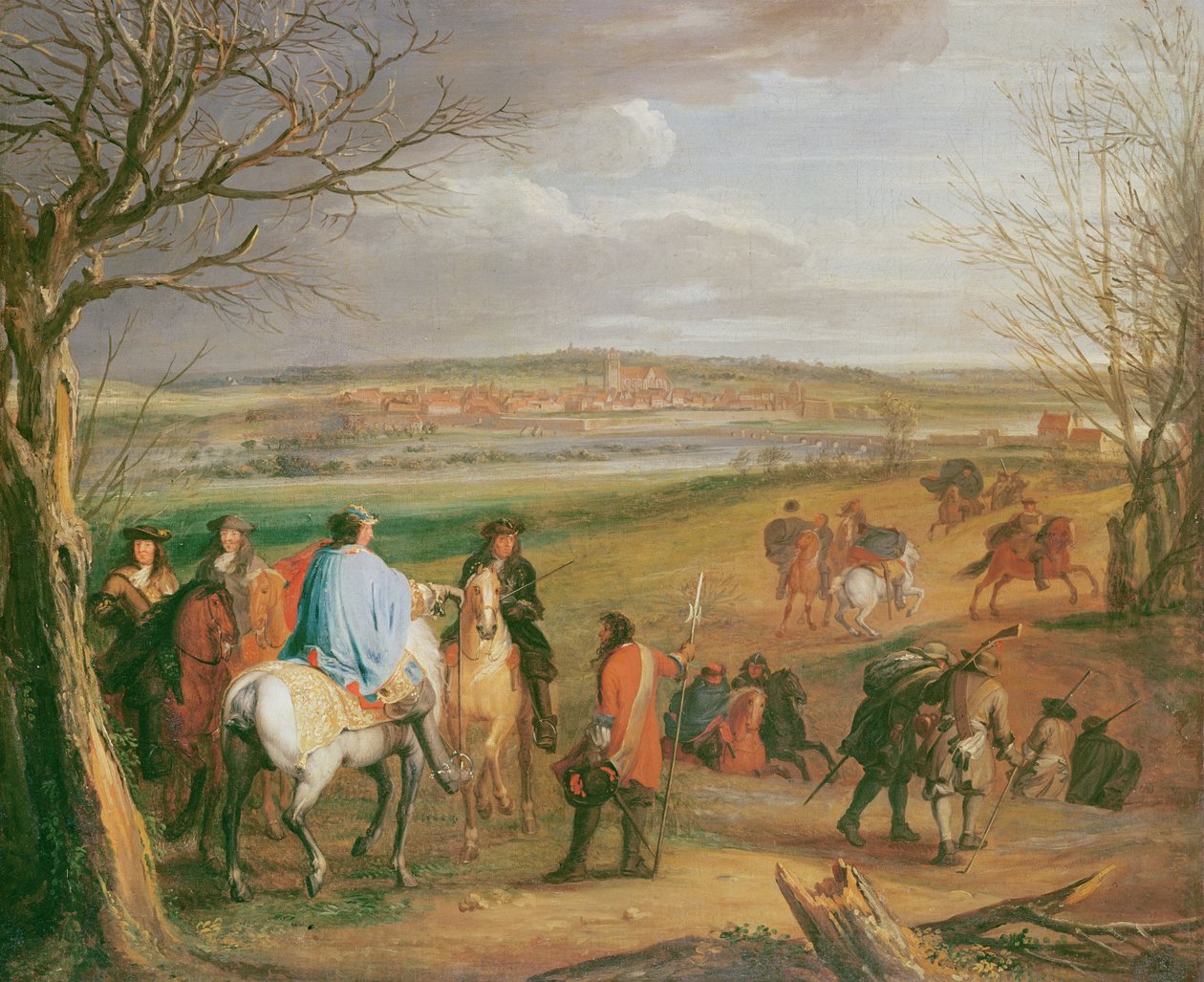Louis XIV (1638-1715), konge av Frankrike og av Navarra, før byen Dôle av Charles Le Brun