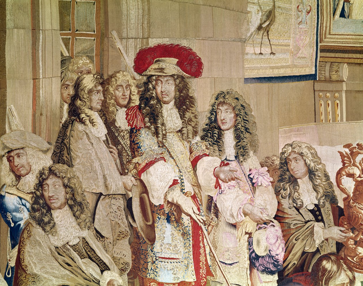 Louis XIV 1638-1715 besøker Gobelins-fabrikken, 15. oktober 1667 billedvevsdetalj av 192118 av Charles Le Brun