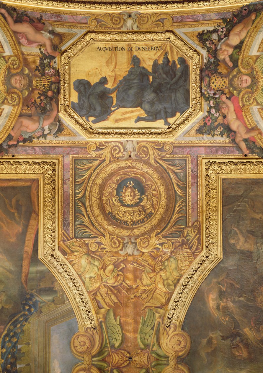 Oppkjøpet av Dunkirk i 1662, takmaleri fra Galerie des Glaces av Charles Le Brun
