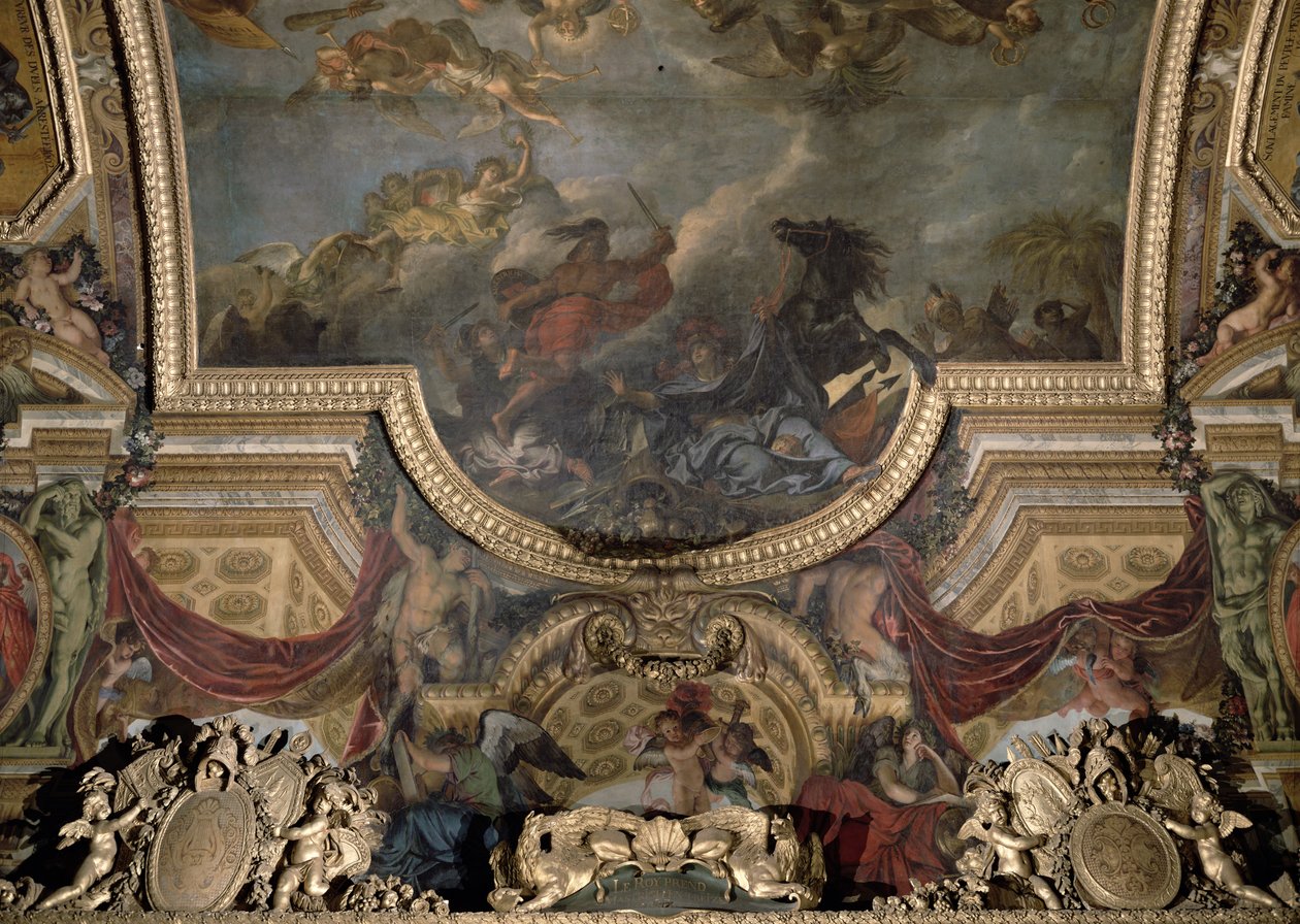 Kongen tar Maestricht på tretten dager i 1673, takmaleri fra Galerie des Glaces av Charles Le Brun