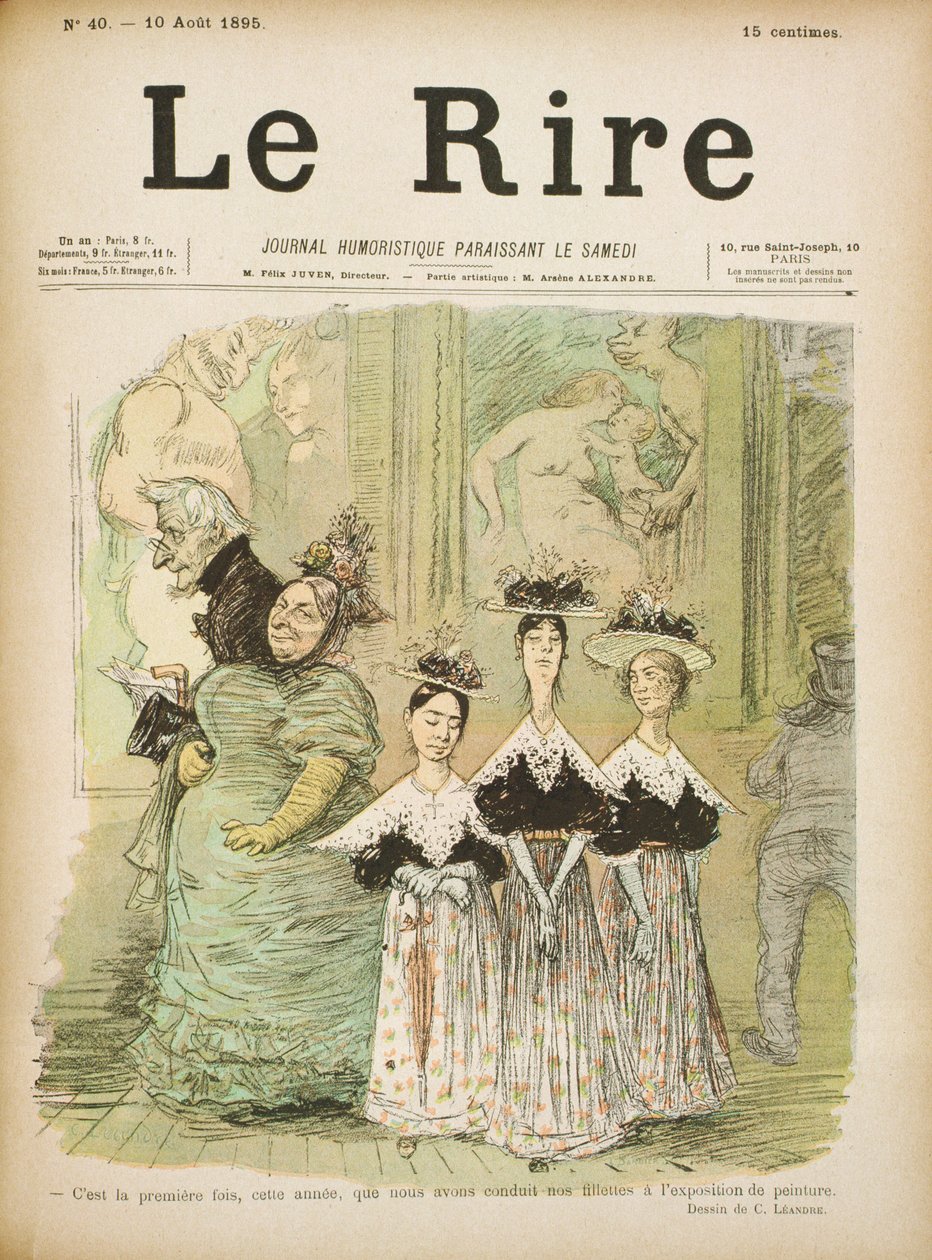 At the Salon, forside av 'Le Rire', 10. august 1895 av Charles Leandre