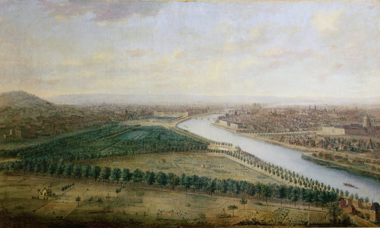 Paris, utsikt ovenfra Champs-Elysees, ca. 1740 av Charles Leopold Grevenbroeck