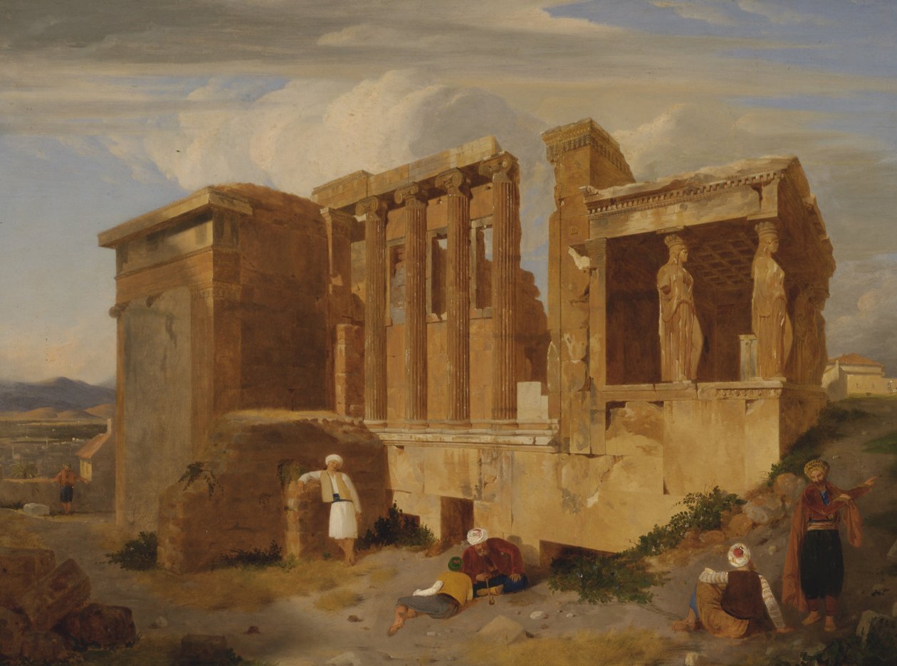 Erechtheum, Athen, med figurer i forgrunnen av Charles Lock Eastlake
