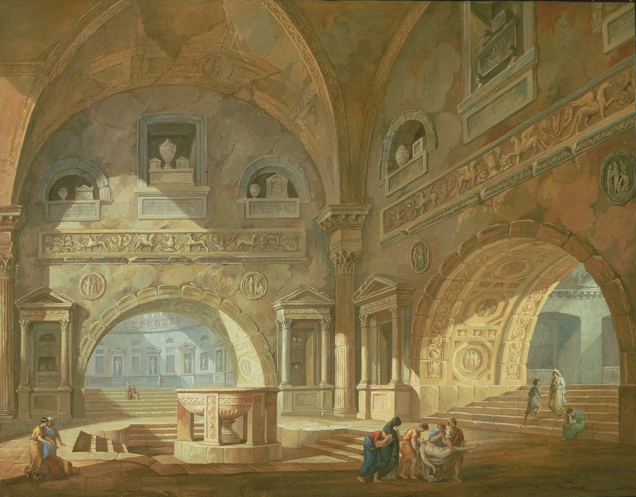 Interiør i et mausoleum, 1772 av Charles Louis Clerisseau