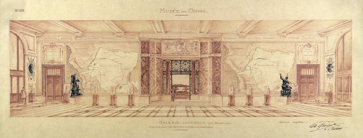 Lateral Gallery of Musee du Congo på Tervueren, 1909 av Charles Louis Girault