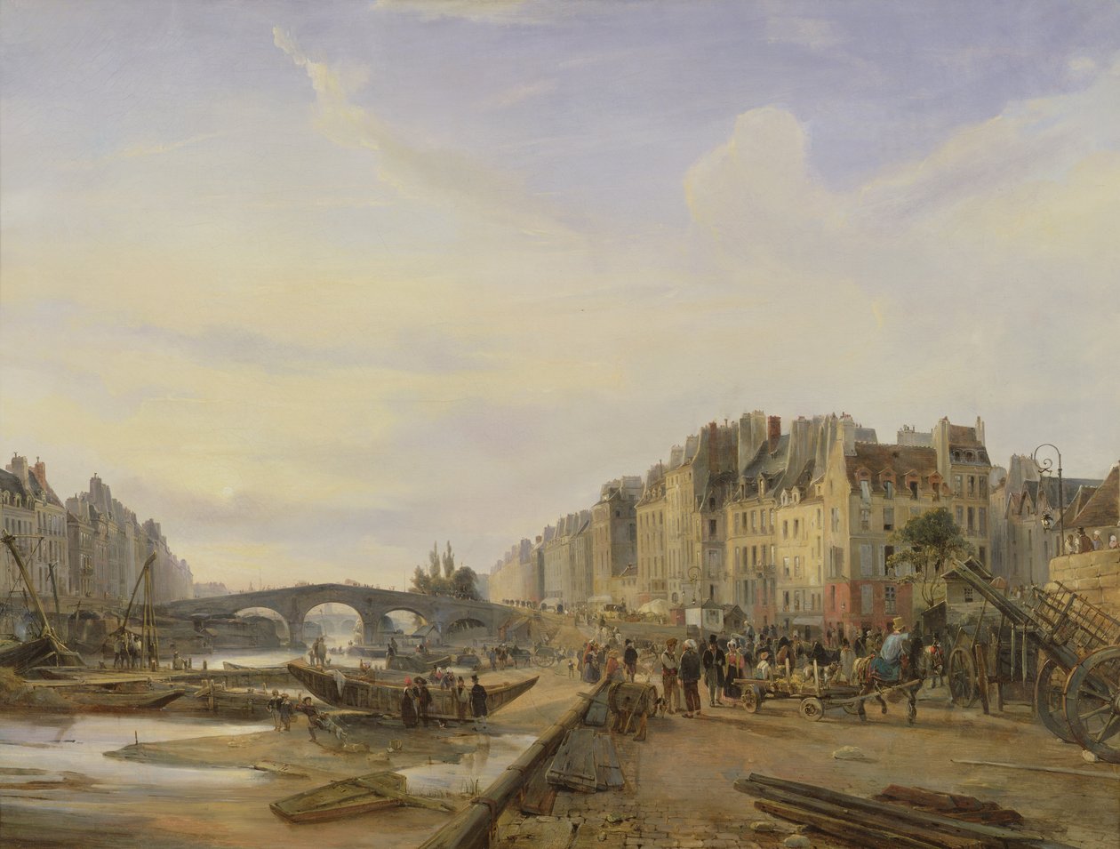 Pont Marie og Quai Saint-Paul av Charles Louis Mozin