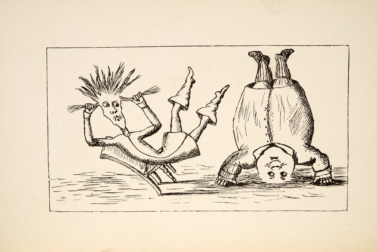 Father William and the Young Man, illustrasjon fra Alices Adventures Under Ground, pub. 1886 (faksimile) av Charles Lutwidge Dodgson