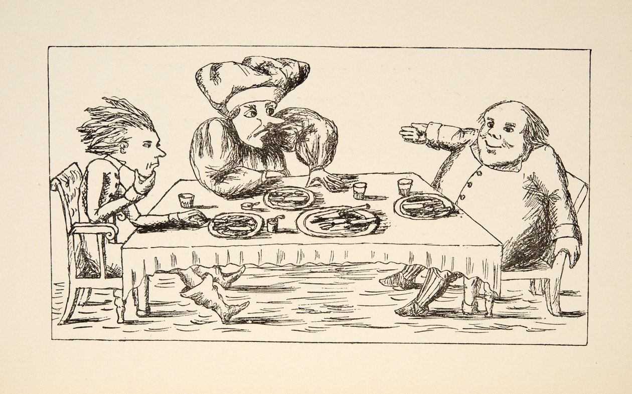 Far William har spist gåsen, illustrasjon fra Alices Adventures Under Ground, pub. 1886 (faksimile) av Charles Lutwidge Dodgson