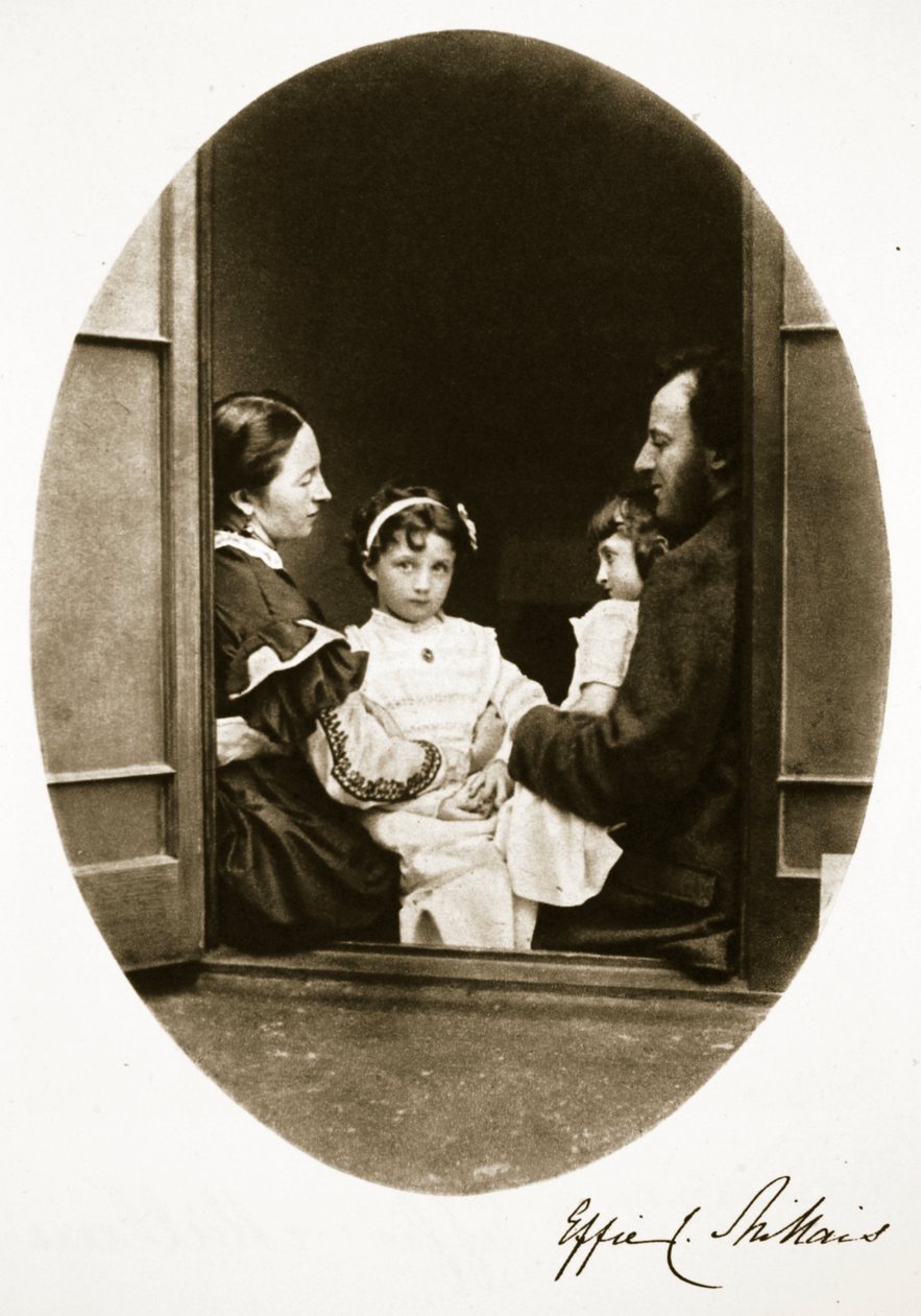 John Everett Millais med sin kone og døtre, 21. juli 1865 (sepia-bilde) av Charles Lutwidge Dodgson