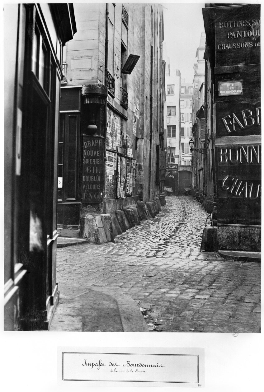 Impasse des Bourdonnais, fra rue de la Limace, Paris, 1858-78 av Charles Marville