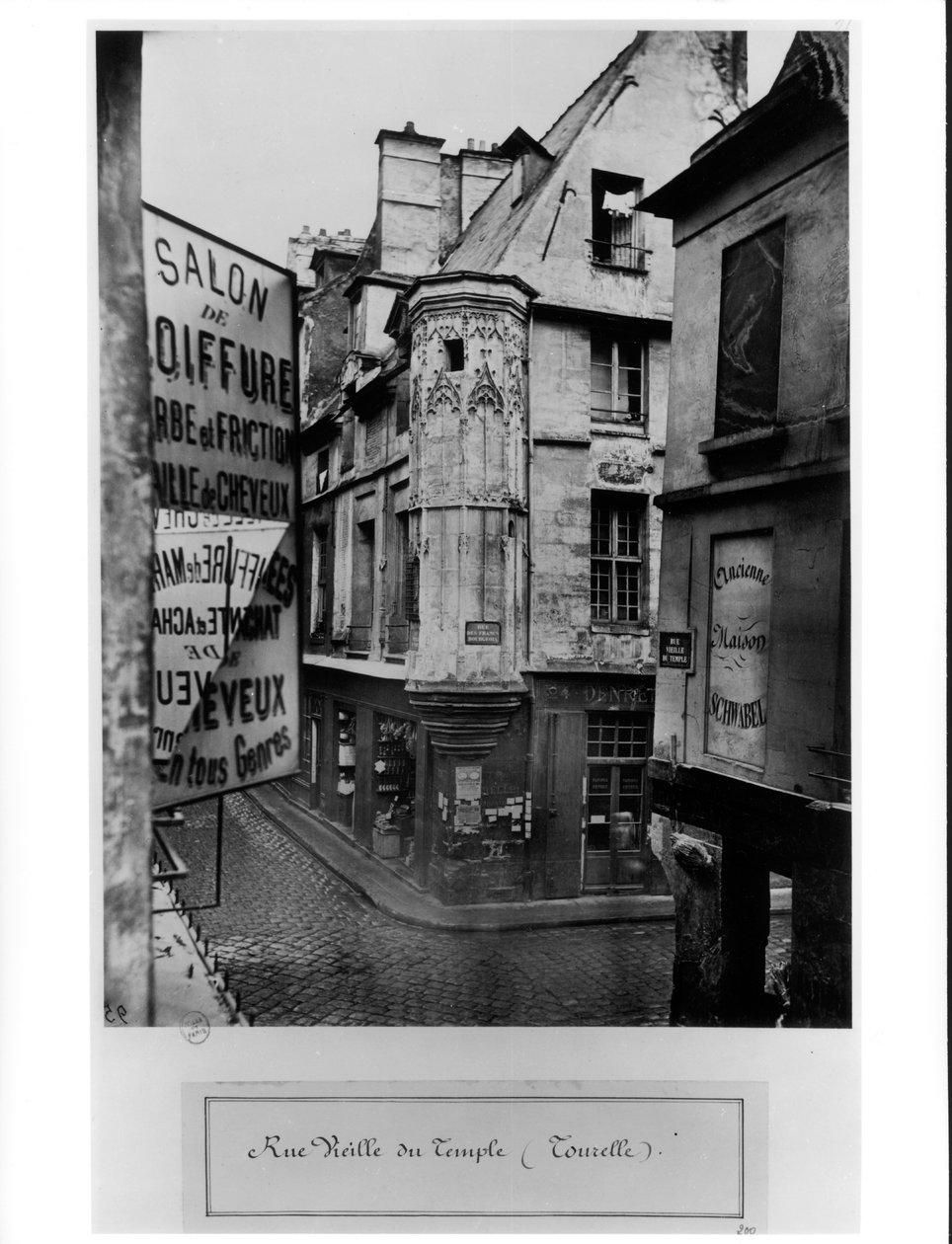Rue Vieille-du-Temple, Paris, 1858-78 av Charles Marville