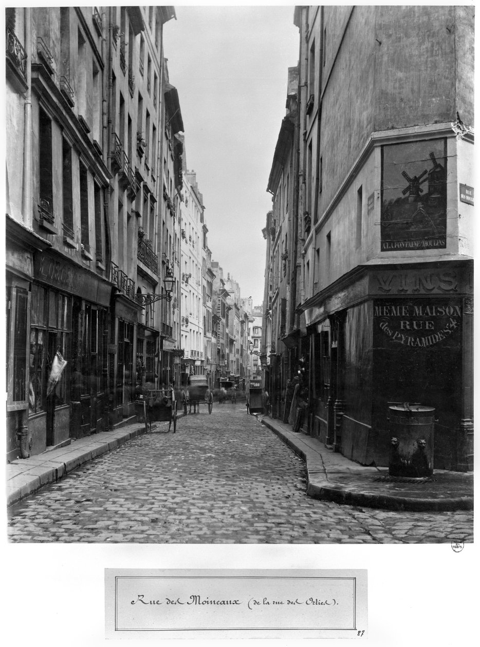 Rue des Sparrows, fra Rue des Orties, Paris, 1858-78 av Charles Marville