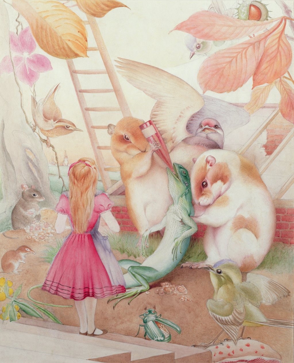 Alice i Eventyrland med Peter Lizard av Charles Maurice Detmold