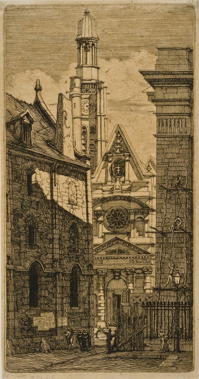 St. Etienne-du-Mont, Paris, fra Eaux-fort sur Paris av Charles Meryon