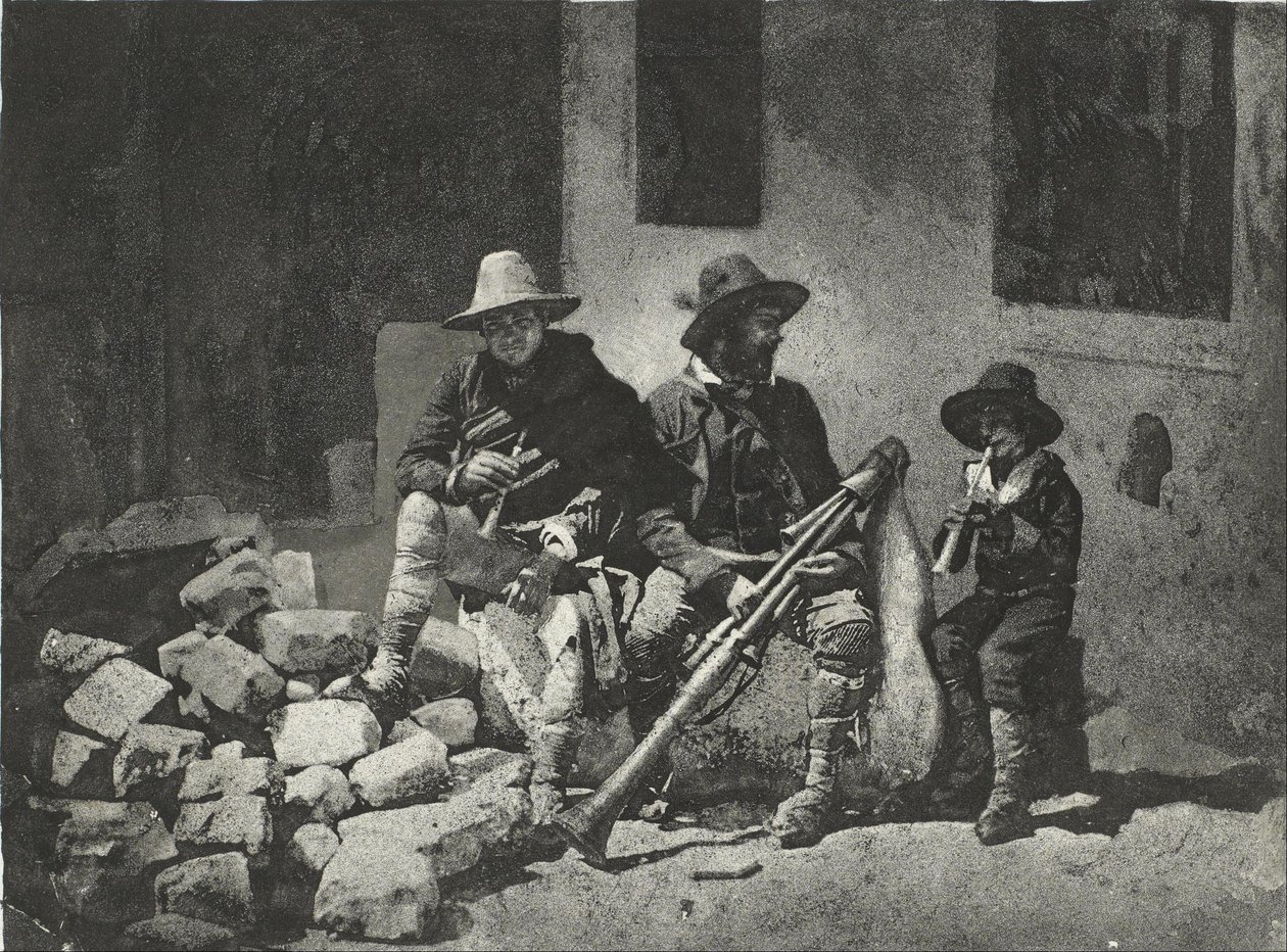 Pifférari Assis, italienske gatemusikere (på gårdsplassen, 21 Quai de Bourbon) av Charles Nègre