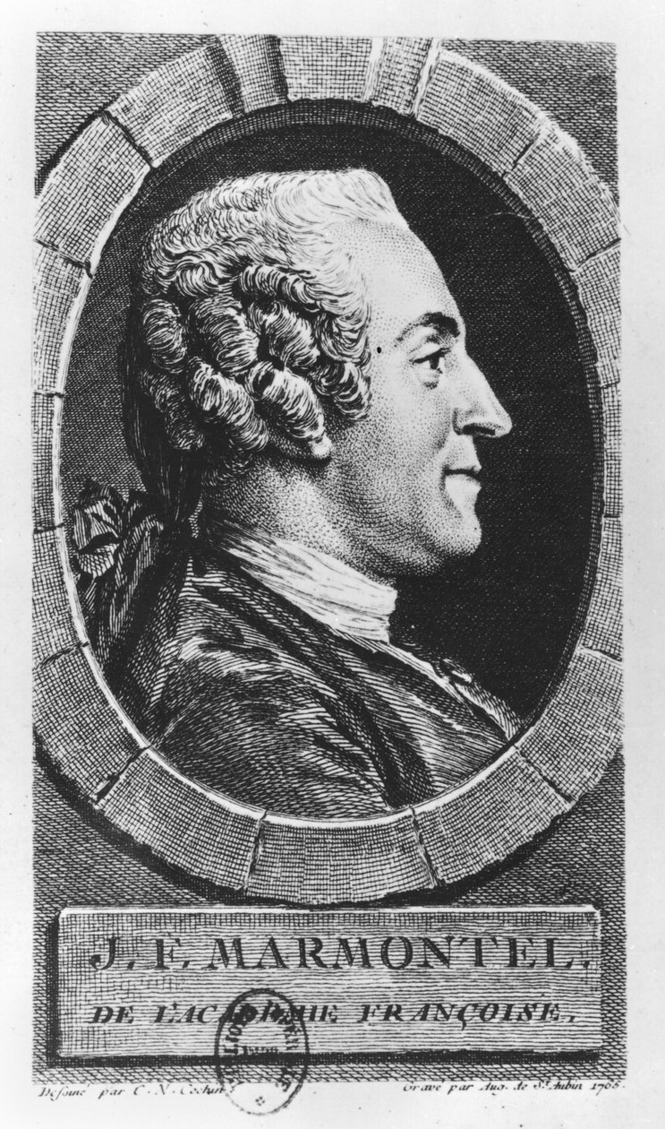 Portrett av Jean Francois Marmontel (1723-99) gravert av Augustin de Saint-Aubin (1736-1807) 1765 av Charles Nicolas II Cochin
