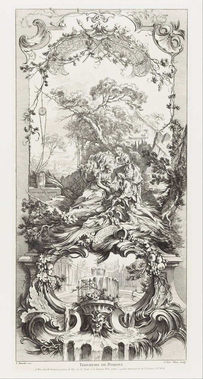 Screen Design- Triumph of Pomona (Triumph of Pomona) fra New Pieces for Screens (Ne ... av Charles Nicolas II Cochin