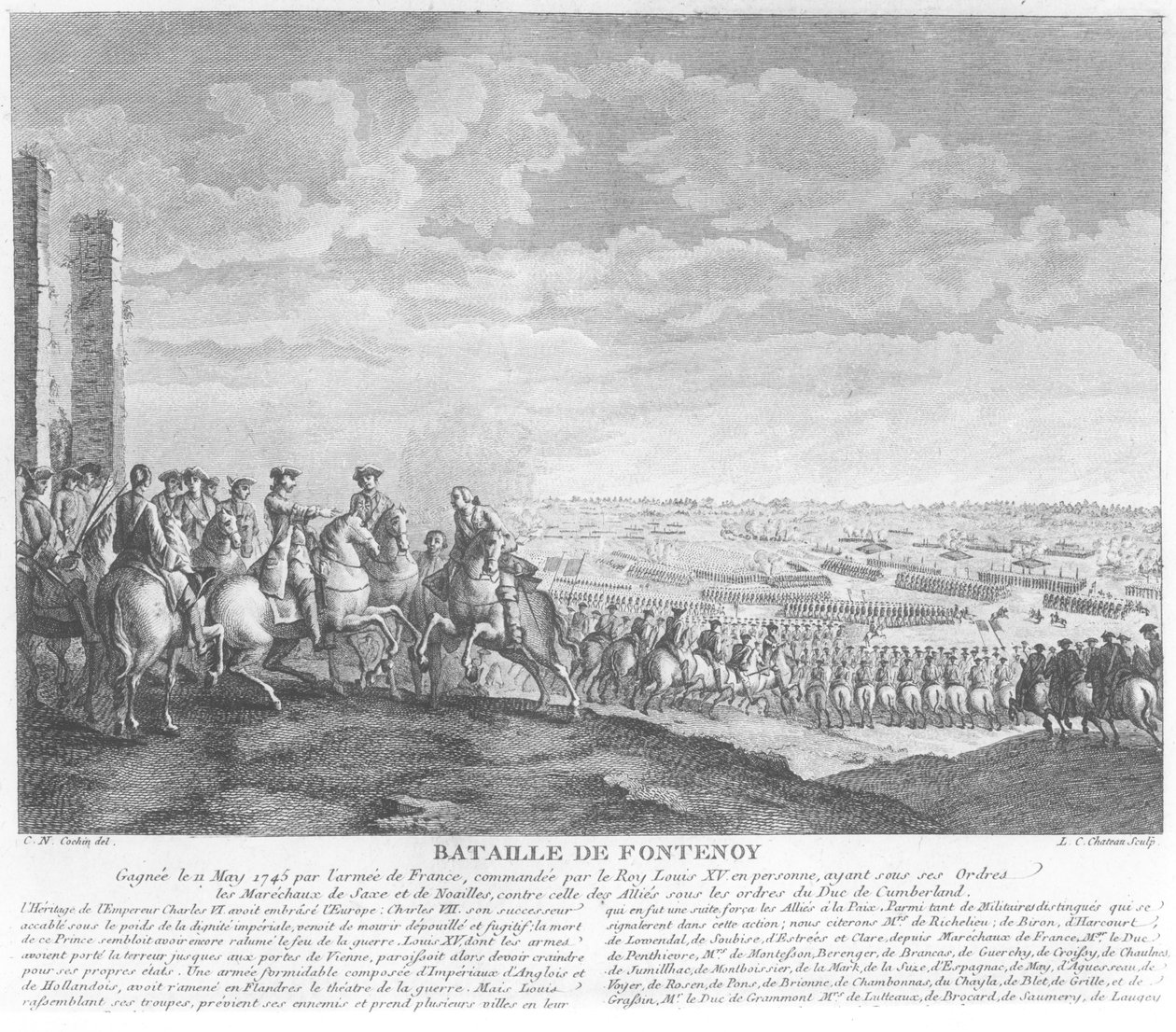 Slaget ved Fontenoy, 11. mai 1745, 1828 av Charles Nicolas II Cochin