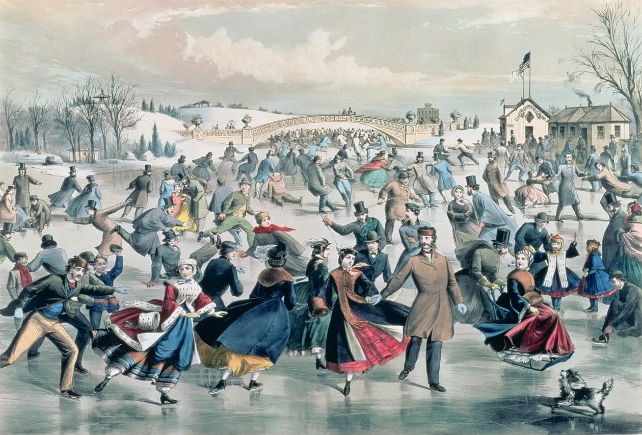 The Skating Pond, pub. av Currier og Ives, New York, 1862 av Charles Parsons