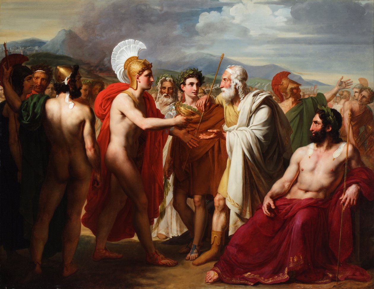 Achilles overrakte visdomsprisen til Nestor under begravelseslekene av Charles Philippe Lariviere
