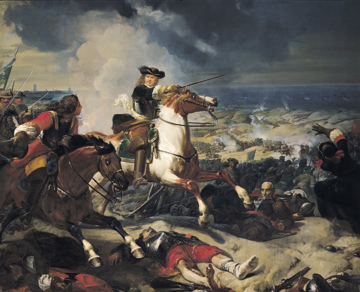 Slaget ved sanddynene, 14. juni 1658, 1837 av Charles Philippe Lariviere
