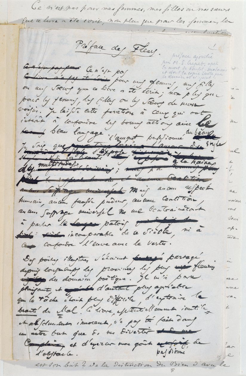 Prosjekt for forordet til den andre utgaven av 'Les Fleurs du Mal' av Charles Pierre Baudelaire
