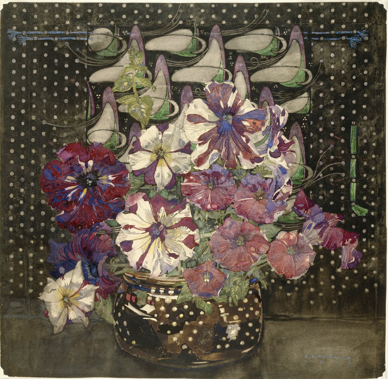 Petunia, 1916 (wc og gouache på papir) av Charles Rennie Mackintosh