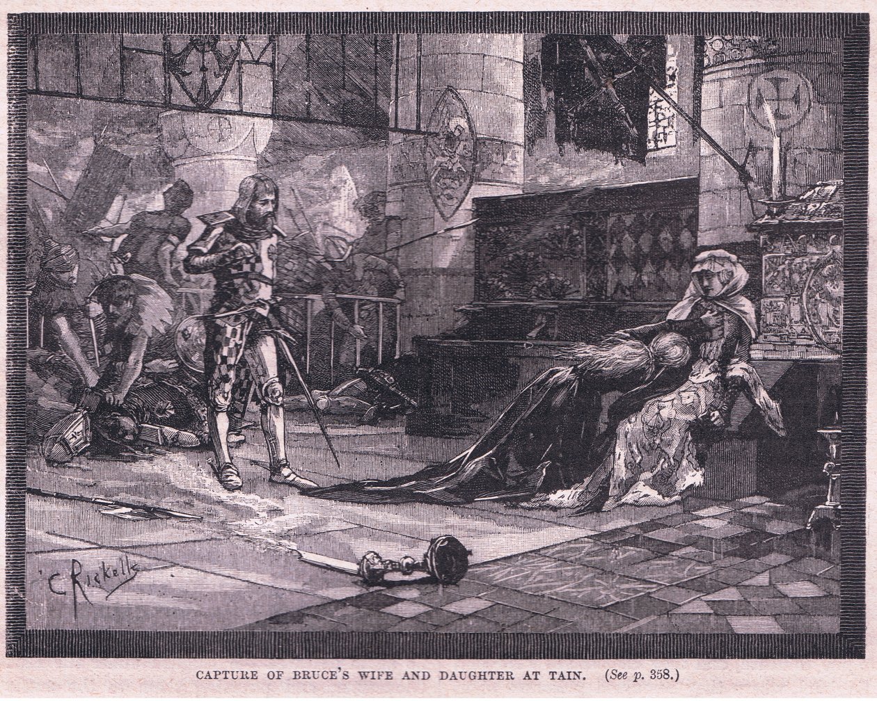 Fangst av Bruces kone og datter ved Tain AD 1306 av Charles Ricketts