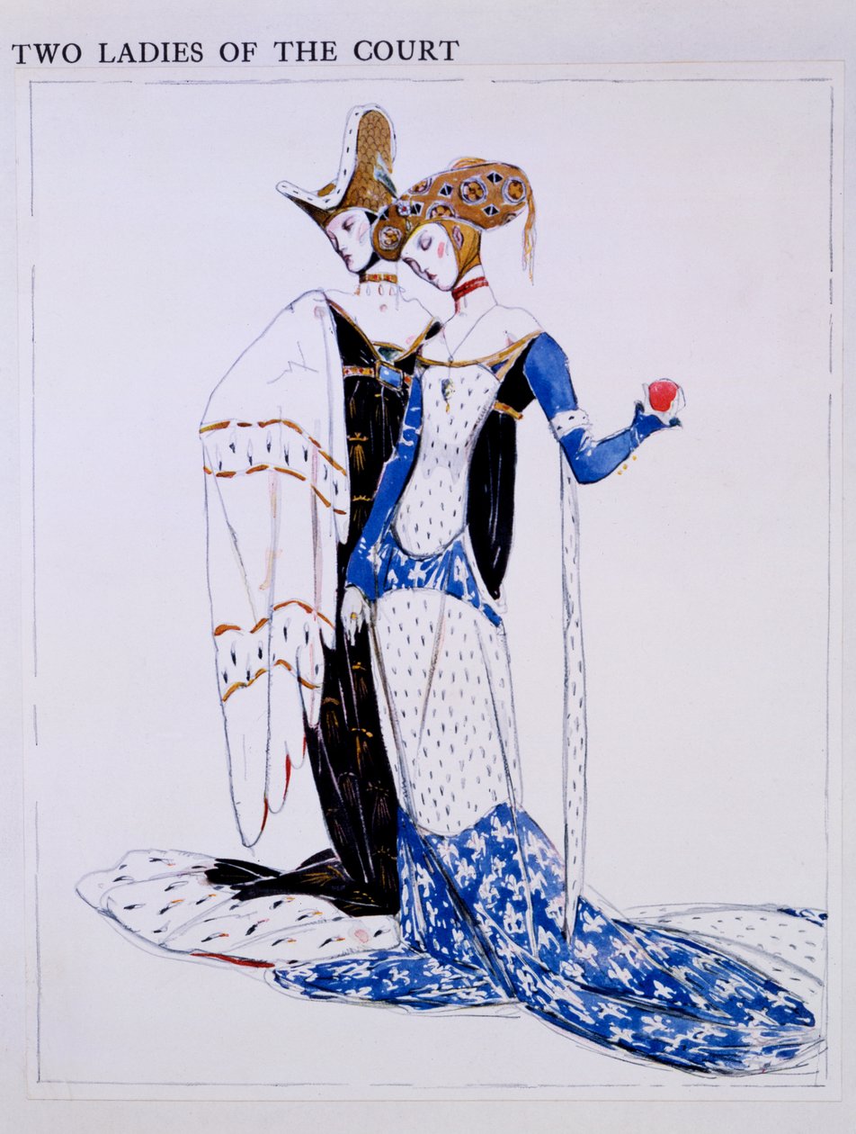 Kostymedesign for Two Ladies of the Court, karakterer fra 