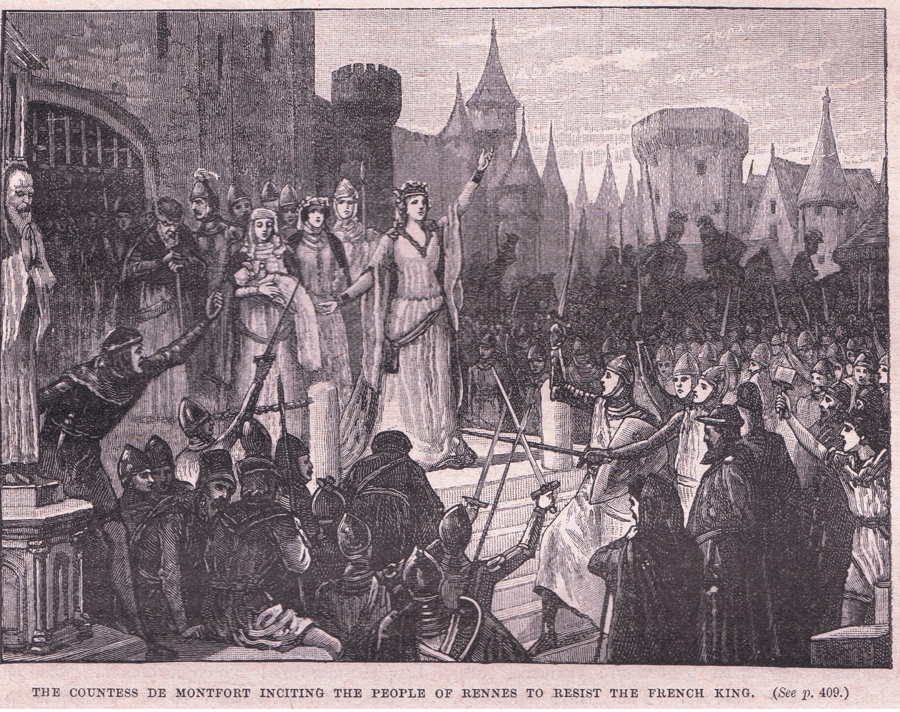 Grevinnen de Montfort oppfordret folket i Rennes til å gjøre motstand mot den franske kongen 1341 e.Kr. av Charles Ricketts