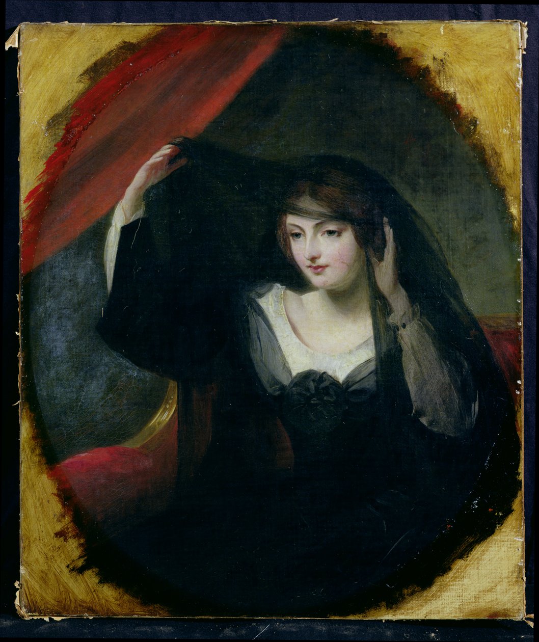 Olivia løfter sløret sitt, 1849 av Charles Robert Leslie