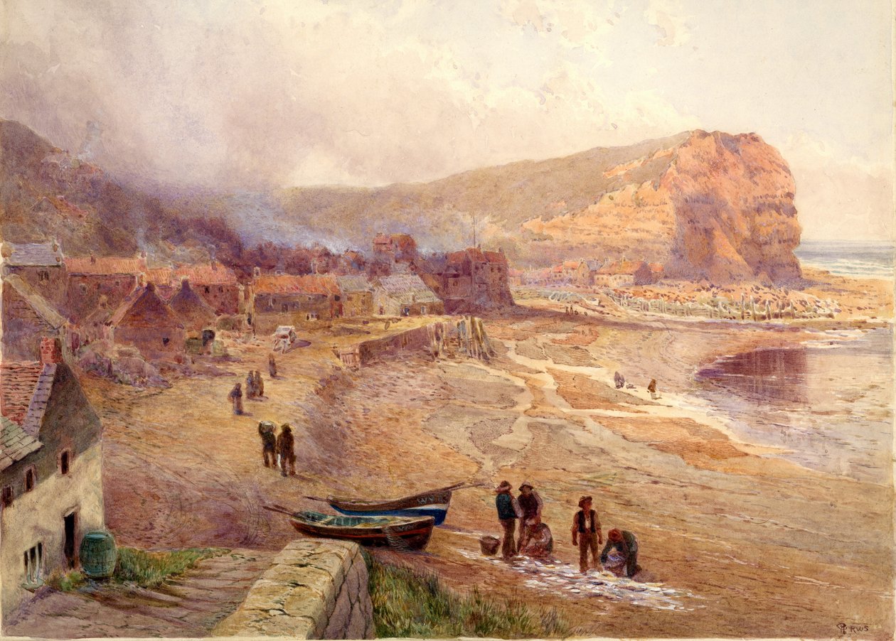 Staithes (akvarell på kort) av Charles Robertson