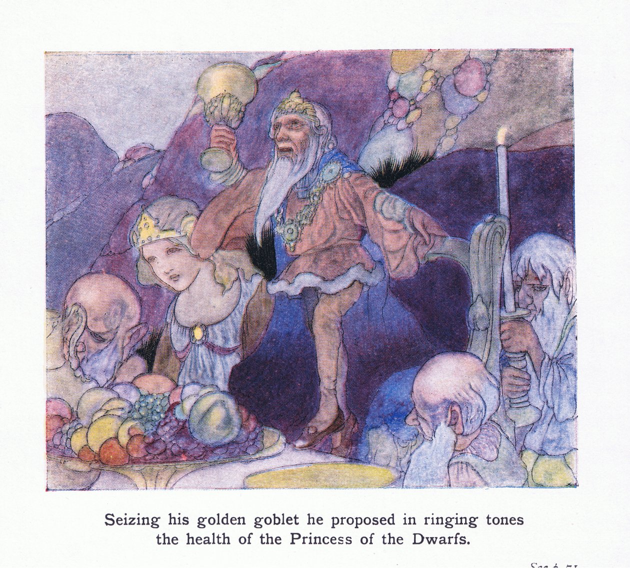 Han tok tak i det gyldne begeret og foreslo i ringetoner helsen til dvergenes prinsesse av Charles Robinson