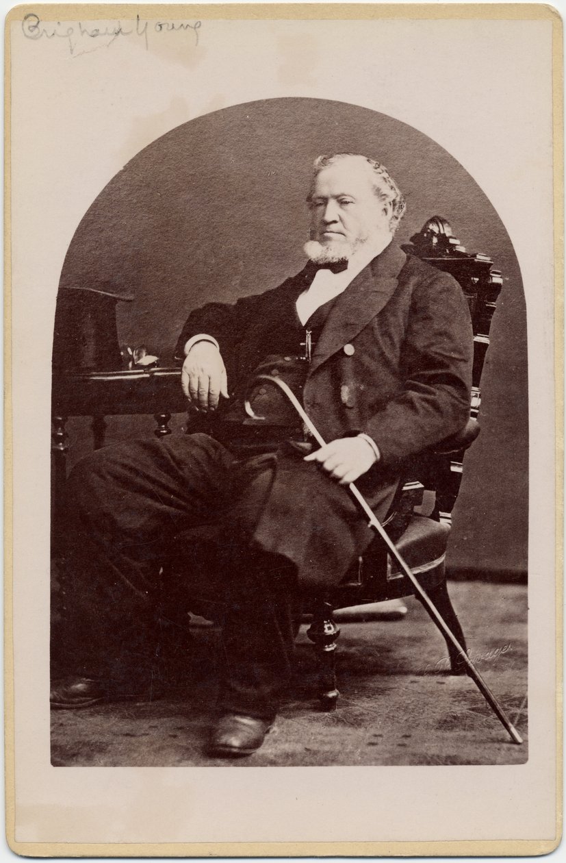 Brigham Young (1801–77), president for Jesu Kristi Kirke av Siste Dagers Hellige, eller mormoner (albumtrykk) av Charles Roscoe Savage