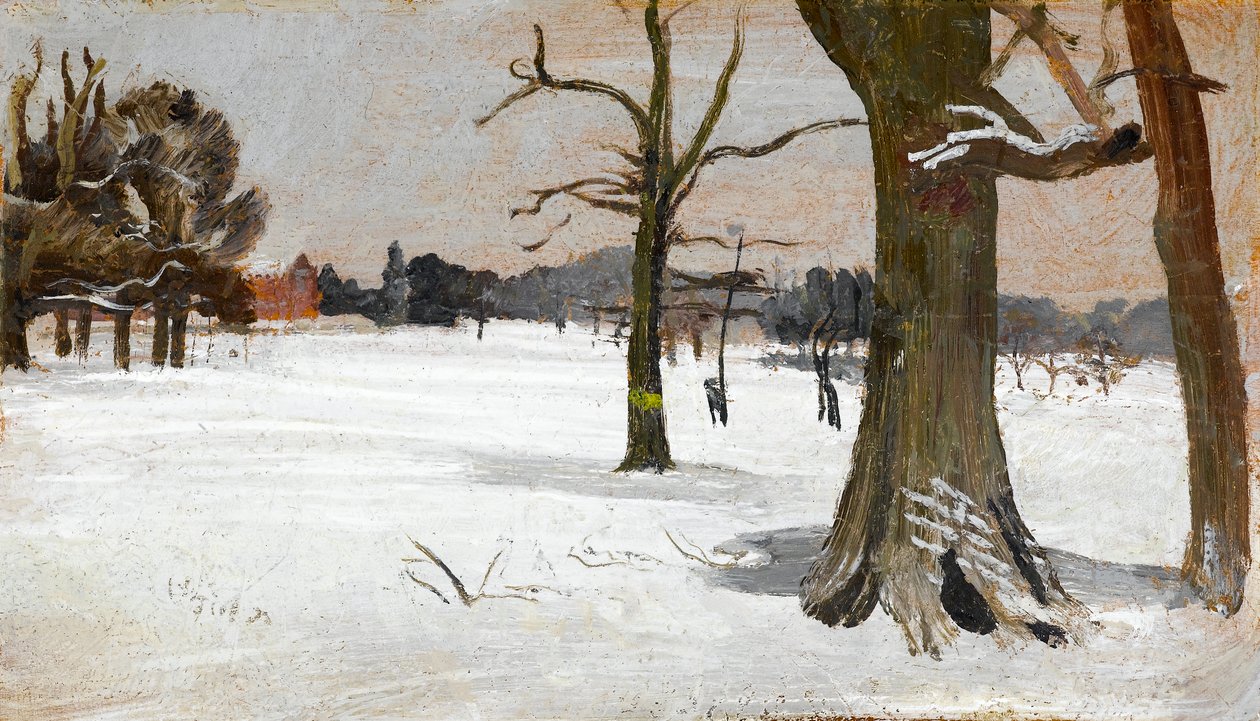 Snøscene, ca. 1918 av Charles Sims