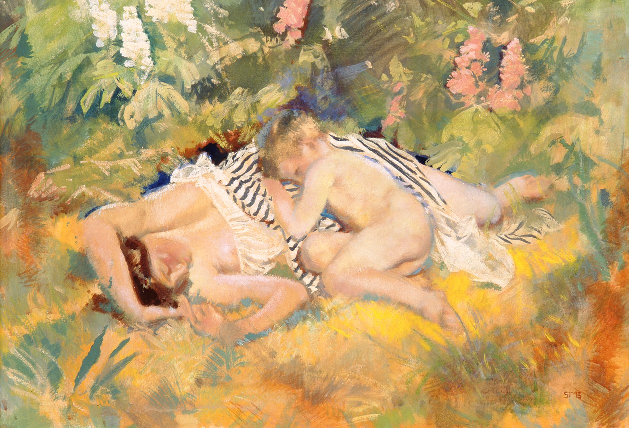 Sommer (wc, kroppsfarge og tempera på papir) av Charles Sims
