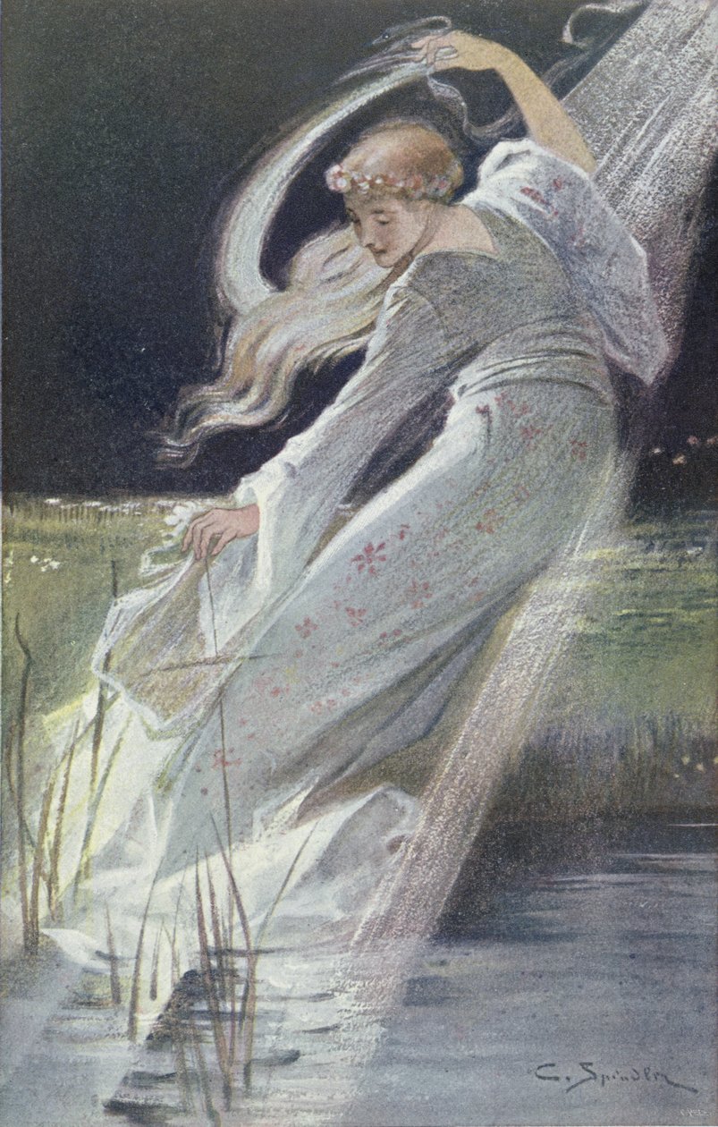 The White Lady of the River Fecht, illustrasjon fra Legends of Alsace av Georges Spetz, 1905 av Charles Spindler