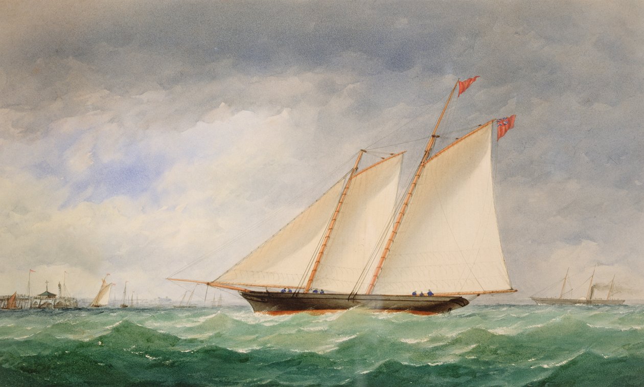 Schooner Yacht utenfor Ryde, Isle of Wight av Charles Taylor
