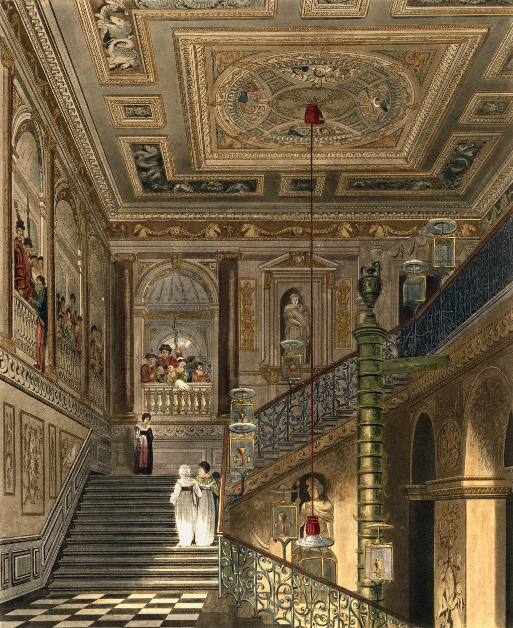 Den store trappen ved Kensington Palace Fra Pynes 'Royal Residences', gravert av Richard Reeve (f.1780) utgitt i 1819 av Charles Wild