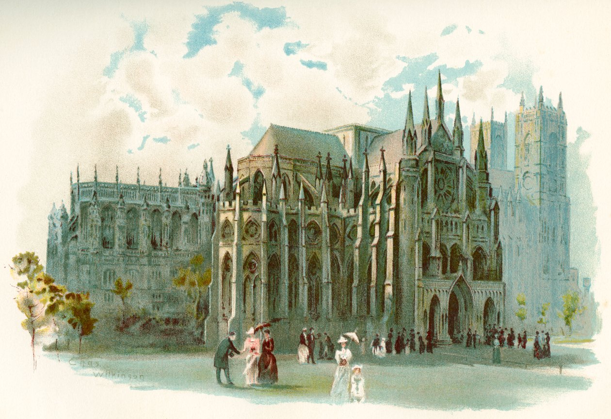 Westminster Abbey på 1800-tallet, formelt kalt Collegiate Church of St Peter i Westminster, City of Westminster, London, England. Fra Cassell